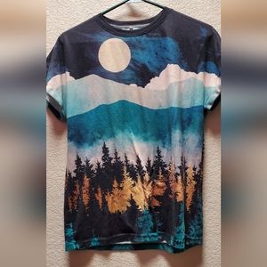 Moon sky and mountain scape tshirt